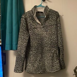 faux fur half zip up sweater